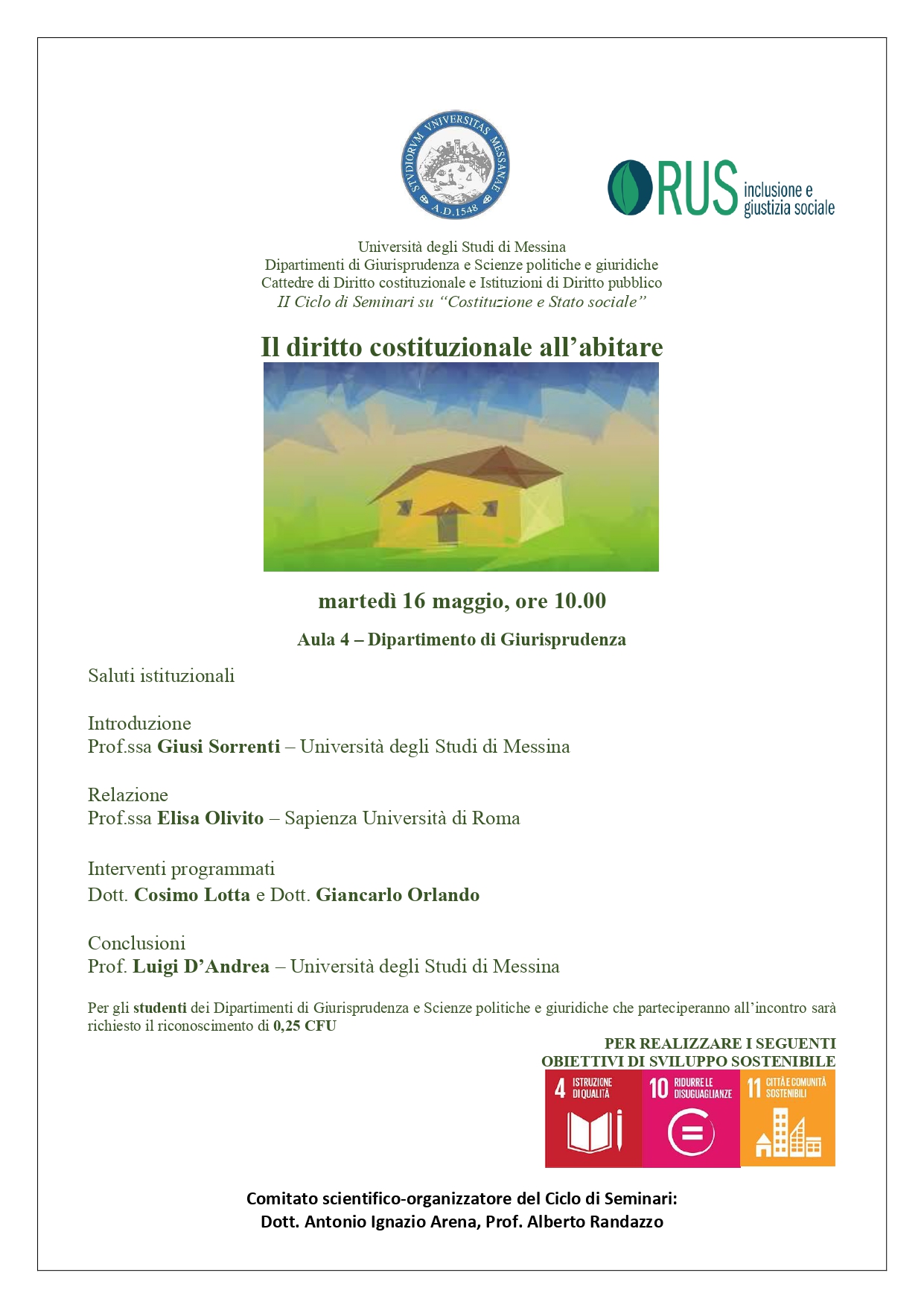 Seminario 16 maggio - Il diritto costituzionale all'abitare